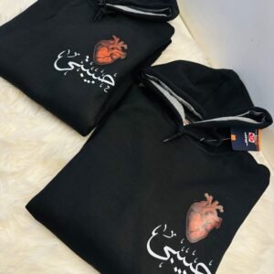 Name customized couple hoodie heart print