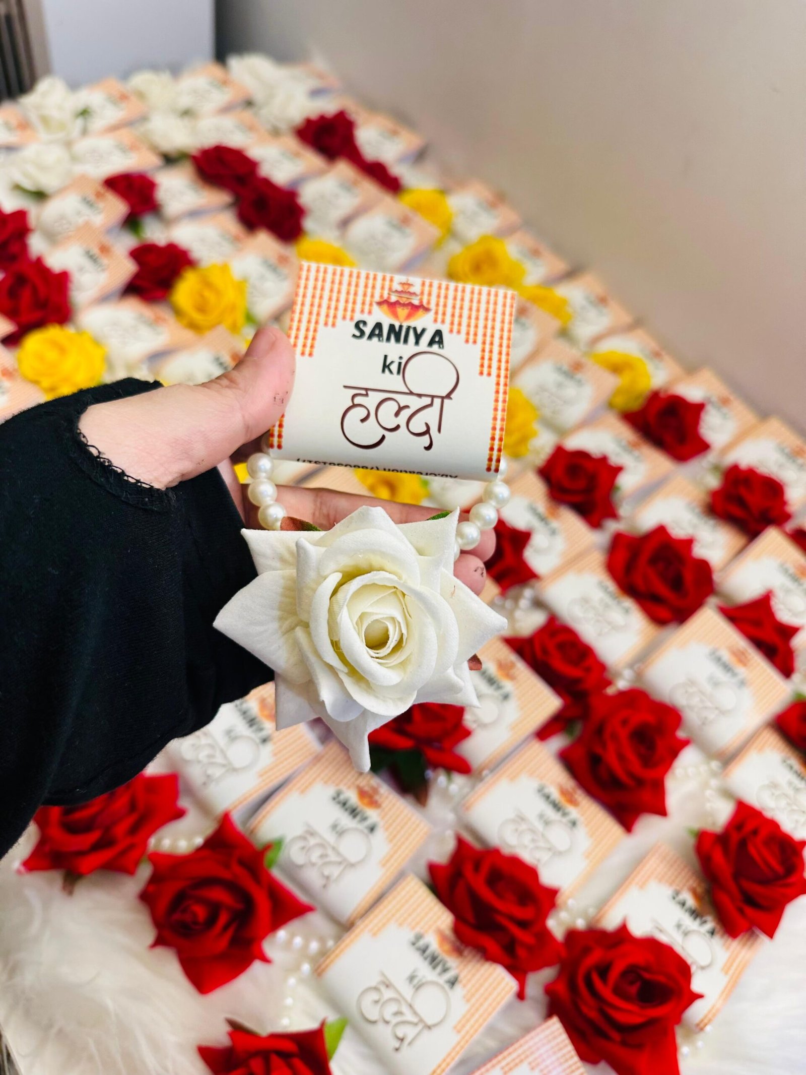 Name customized wedding return gift rose bracelet for haldi 3 Name customized wedding return gift rose bracelet for haldi - Image 4