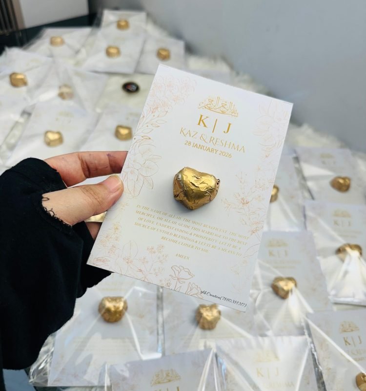 Name customized wedding return gift chocolate card 100 piece